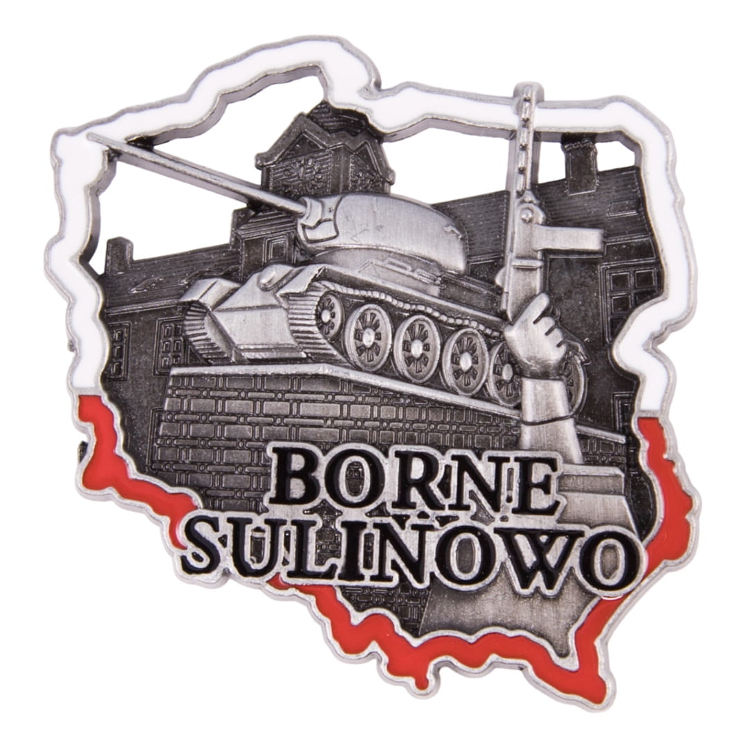 magnes na lodówkę Polska Borne Sulinowo metalowy czołg pamiątka
