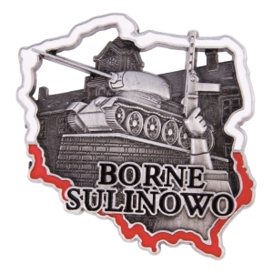 Magnes na lodówkę w kształcie Polski – Borne Sulinowo, metalowy