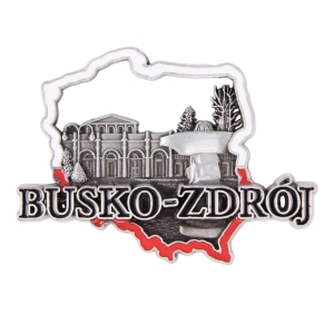 Magnes na lodówkę w kształcie Polski – Busko-Zdrój, metalowy