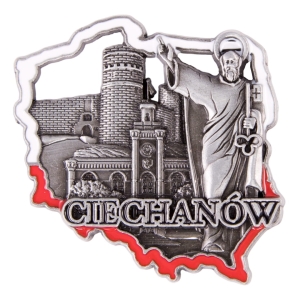 Magnes na lodówkę w kształcie Polski – Ciechanów, metalowy