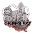 Magnes na lodówkę Goleniów metalowy w kształcie Polski