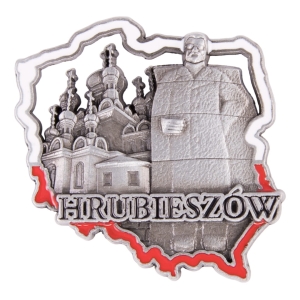 Magnes na lodówkę w kształcie Polski – Hrubieszów, metalowy