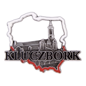 Magnes na lodówkę w kształcie Polski – Kluczbork, metalowy