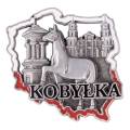 Magnes na lodówkę Kobyłka metalowy w kształcie Polski z kobyłką i zabytkami