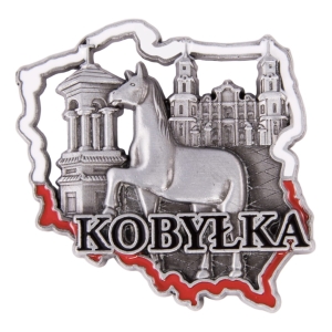 Magnes na lodówkę w kształcie Polski – Kobyłka, metalowy