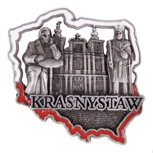 Magnes na lodówkę w kształcie Polski – Krasnystaw, metalowy