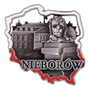 Magnes na lodówkę w kształcie Polski – Nieborów, metalowy
