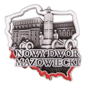 Magnes na lodówkę w kształcie Polski – Nowy Dwór Mazowiecki, metalowy