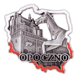 Magnes na lodówkę w kształcie Polski – Opoczno, metalowy