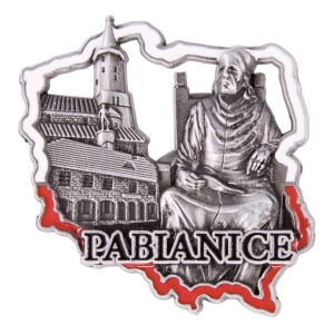 Magnes na lodówkę w kształcie Polski – Pabianice, metalowy