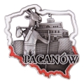 Magnes na lodówkę Pacanów metalowy kształt Polski
