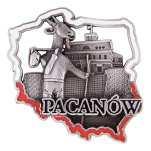 Magnes na lodówkę w kształcie Polski – Pacanów, metalowy