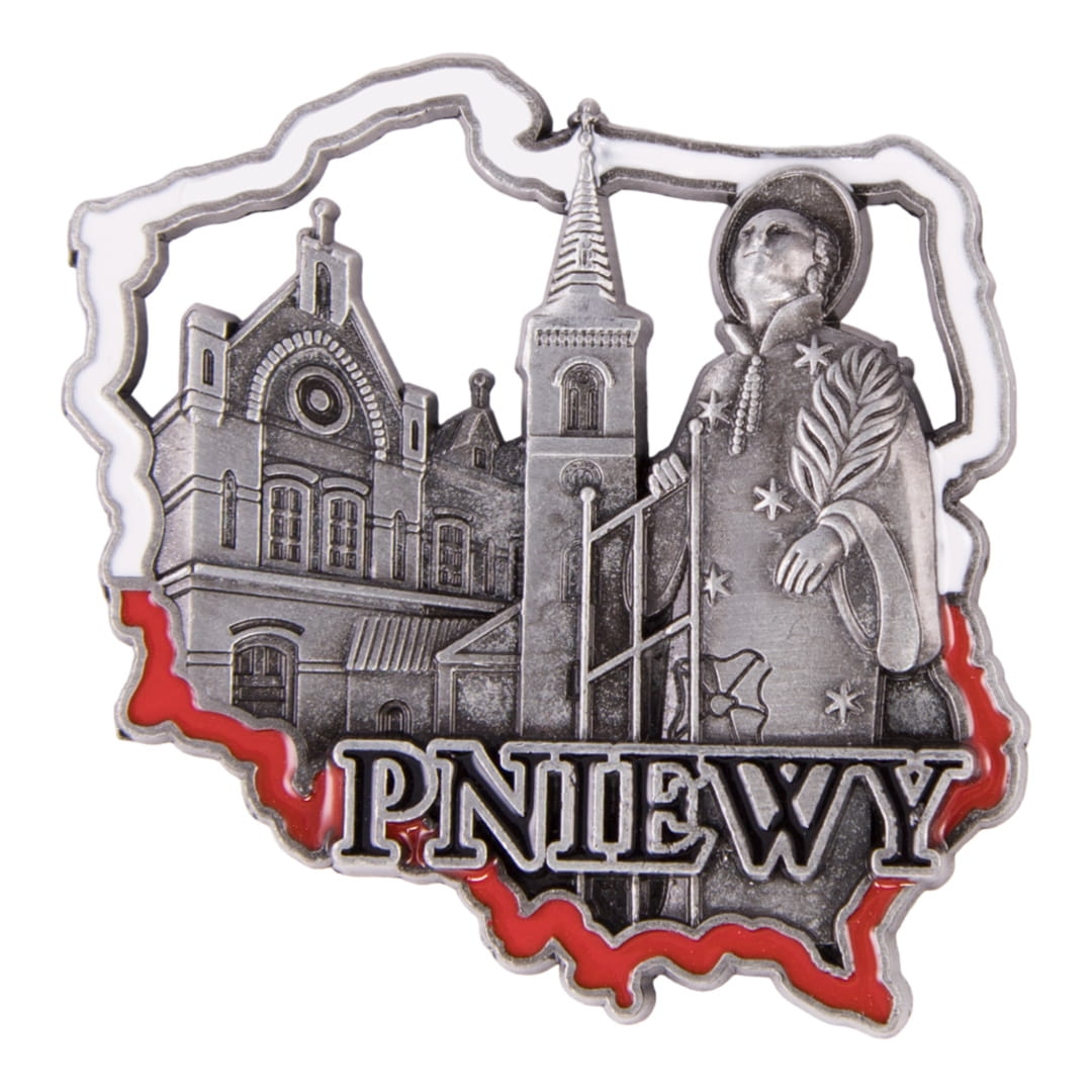 Magnes na lodówkę Pniewy metalowy w kształcie Polski