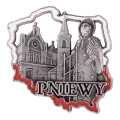 Magnes na lodówkę Pniewy metalowy w kształcie Polski