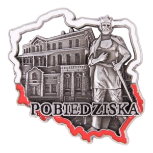 Magnes na lodówkę w kształcie Polski – Pobiedziska, metalowy