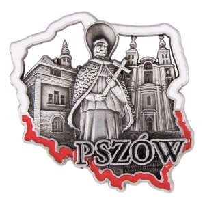 Magnes na lodówkę w kształcie Polski – Pszów, metalowy