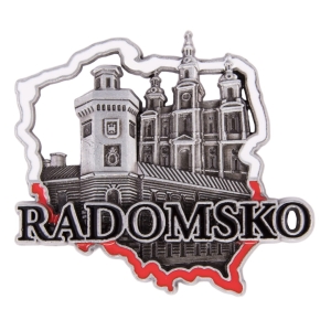 Magnes na lodówkę w kształcie Polski – Radomsko, metalowy
