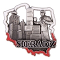 magnes metalowy Sieradz kształt Polski pamiątka