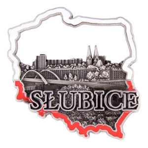 Magnes na lodówkę w kształcie Polski – Słubice, metalowy