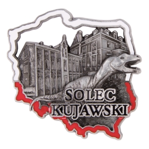 Magnes na lodówkę w kształcie Polski – Solec Kujawski, metalowy
