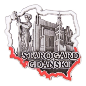 Magnes na lodówkę w kształcie Polski – Starogard Gdański, metalowy