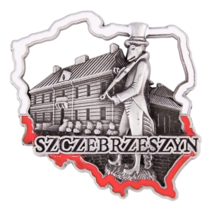 Magnes na lodówkę w kształcie Polski – Szczebrzeszyn, metalowy