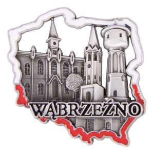 Magnes na lodówkę w kształcie Polski – Wąbrzeźno, metalowy
