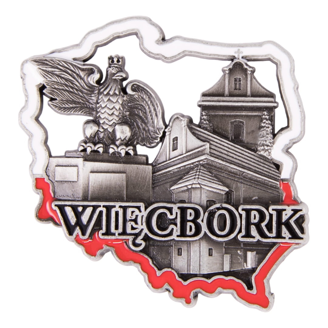 magnes na lodówkę Więcbork kształt Polski metalowy pamiątka