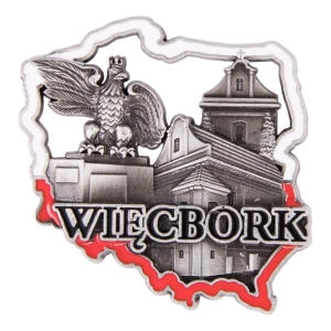 Magnes na lodówkę w kształcie Polski – Więcbork, metalowy
