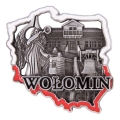 magnes na lodówkę Wołomin metalowy w kształcie Polski