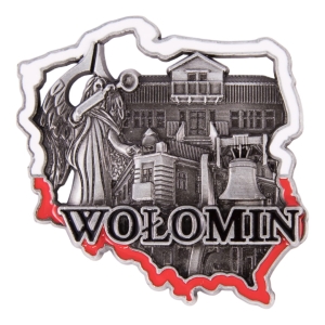 Magnes na lodówkę w kształcie Polski – Wołomin, metalowy