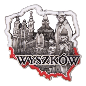 Magnes na lodówkę w kształcie Polski – Wyszków, metalowy