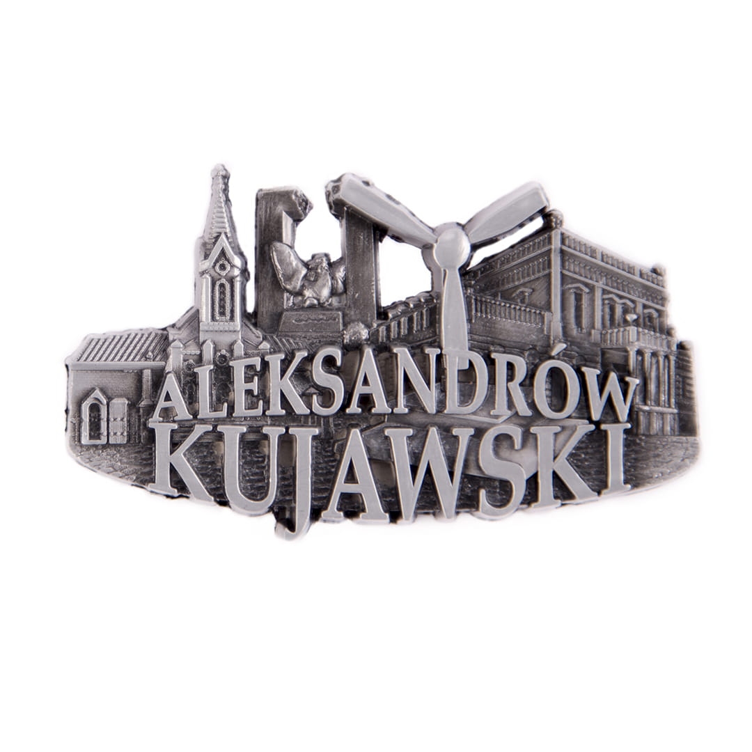 magnes na lodówkę panorama Aleksandrów Kujawski metalowy pamiątka
