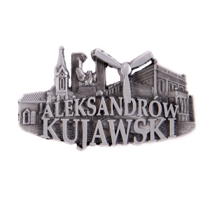 Magnes na lodówkę – panorama Aleksandrów Kujawski, metalowy