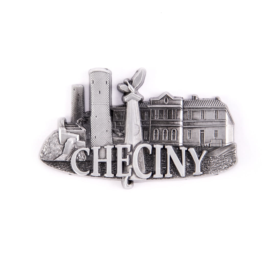 magnes na lodówkę panorama Chęciny metalowy srebrny
