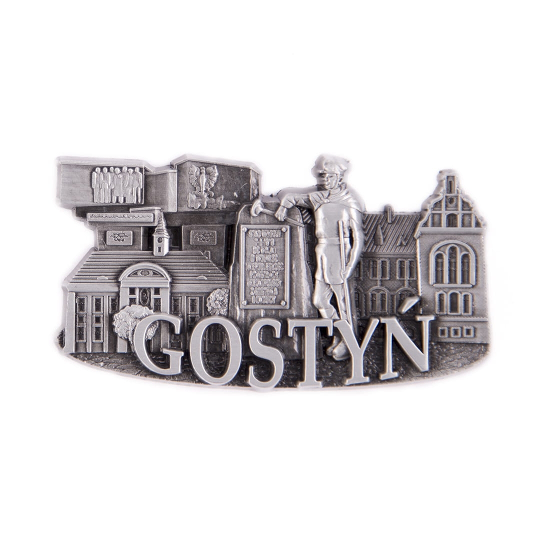 magnes na lodówkę panorama Gostyń metalowy pamiątka z miasta