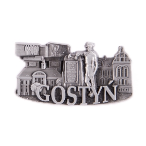 Magnes na lodówkę – panorama Gostyń Poznański, metalowy