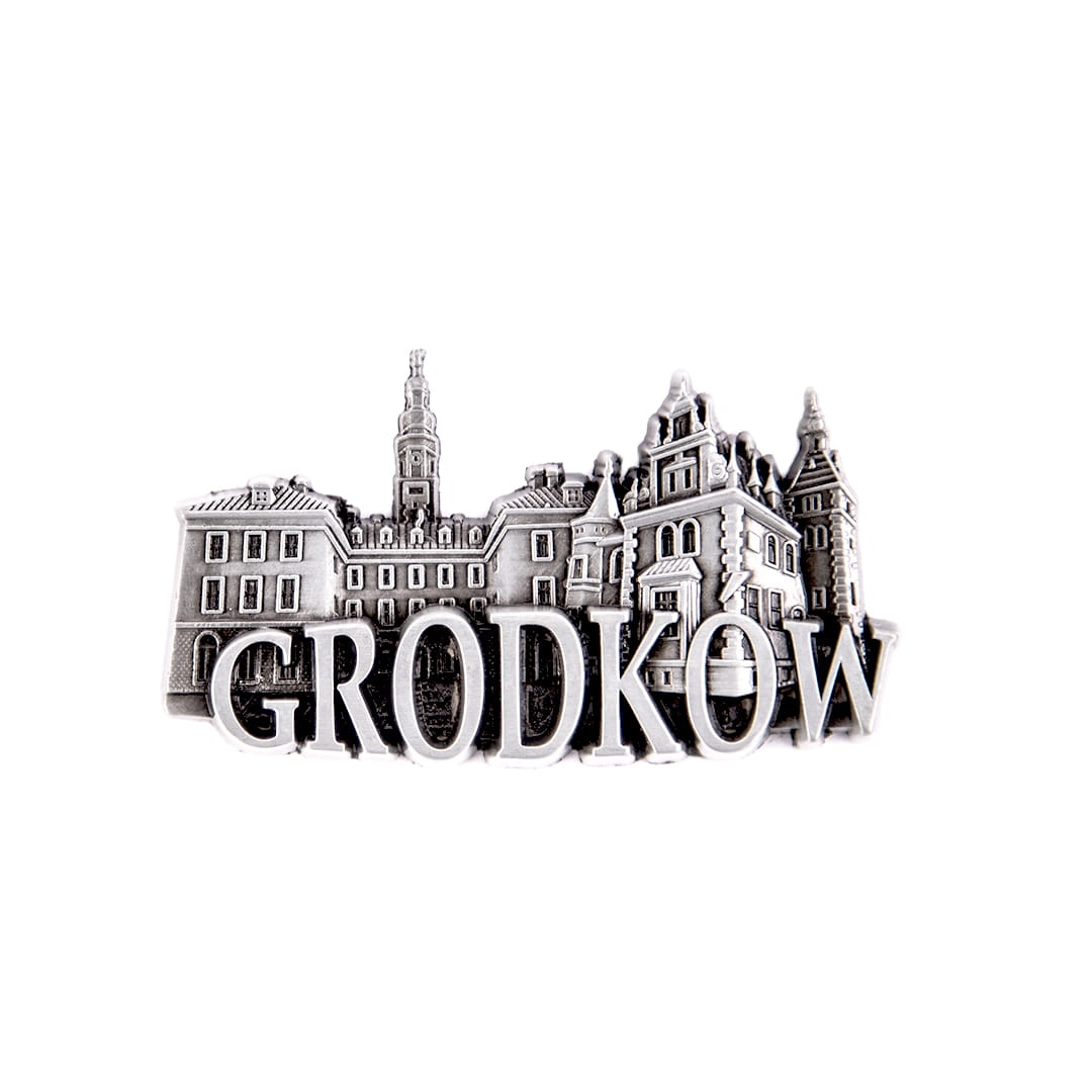 magnes na lodówkę Grodków metalowy panorama miasta