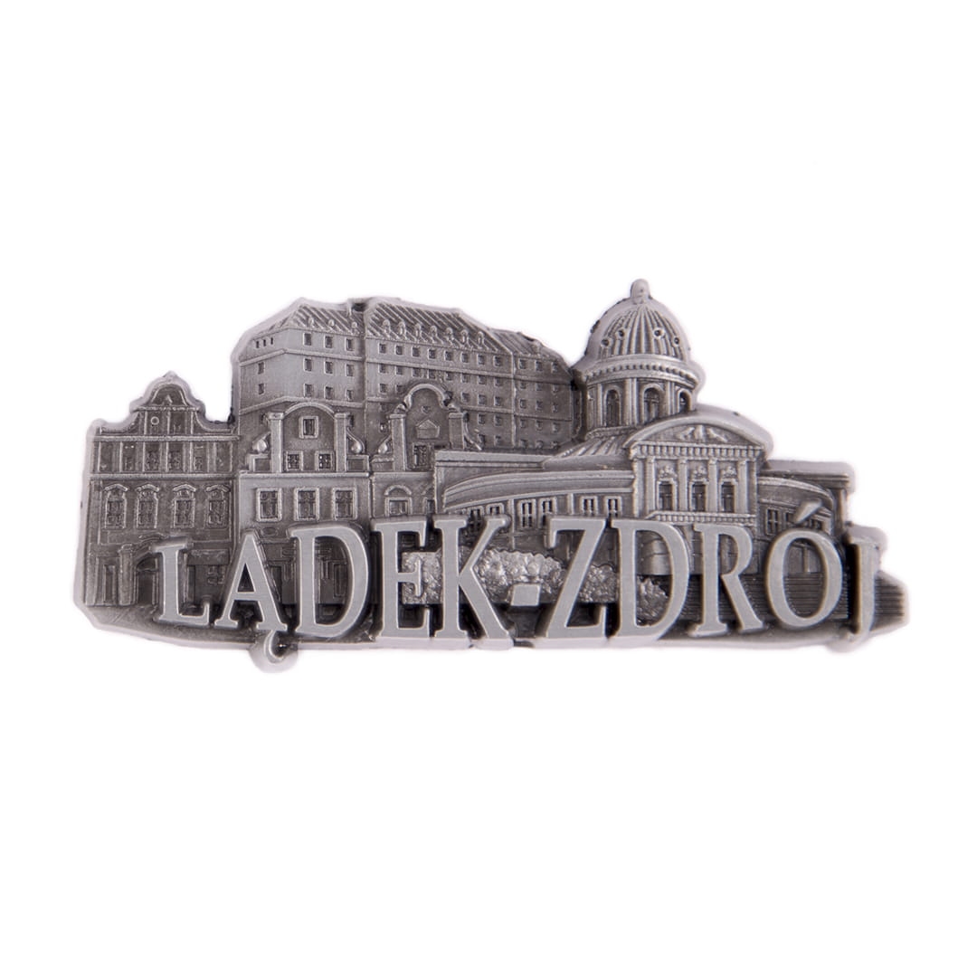 Magnes na lodówkę panorama Lądek-Zdrój metalowy z frontu