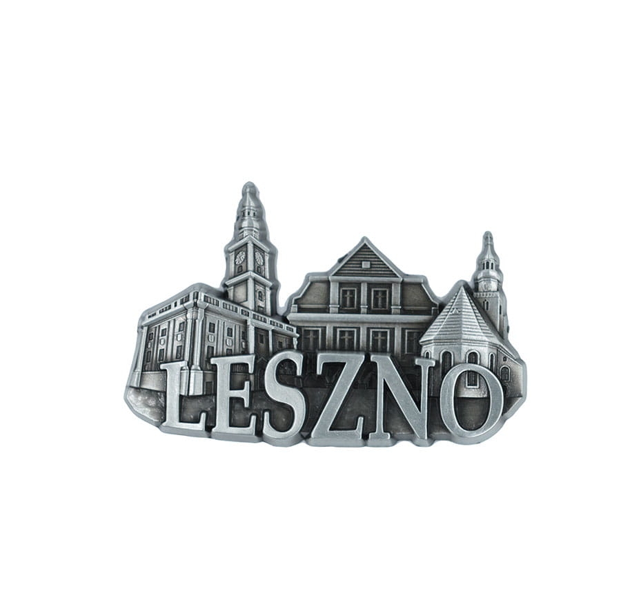 magnes na lodówkę panorama Leszno metalowy pamiątka