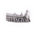 Magnes na lodówkę panorama Lubaczów metalowy srebrny