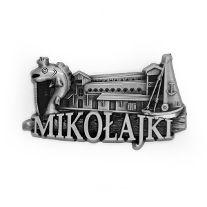 Magnes na lodówkę – panorama Mikołajki, metalowy