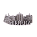 magnes na lodówkę panorama Mikołów metalowy srebrny pamiątka