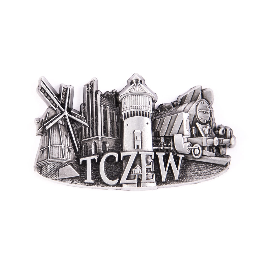 magnes na lodówkę panorama Tczew metalowy pamiątka