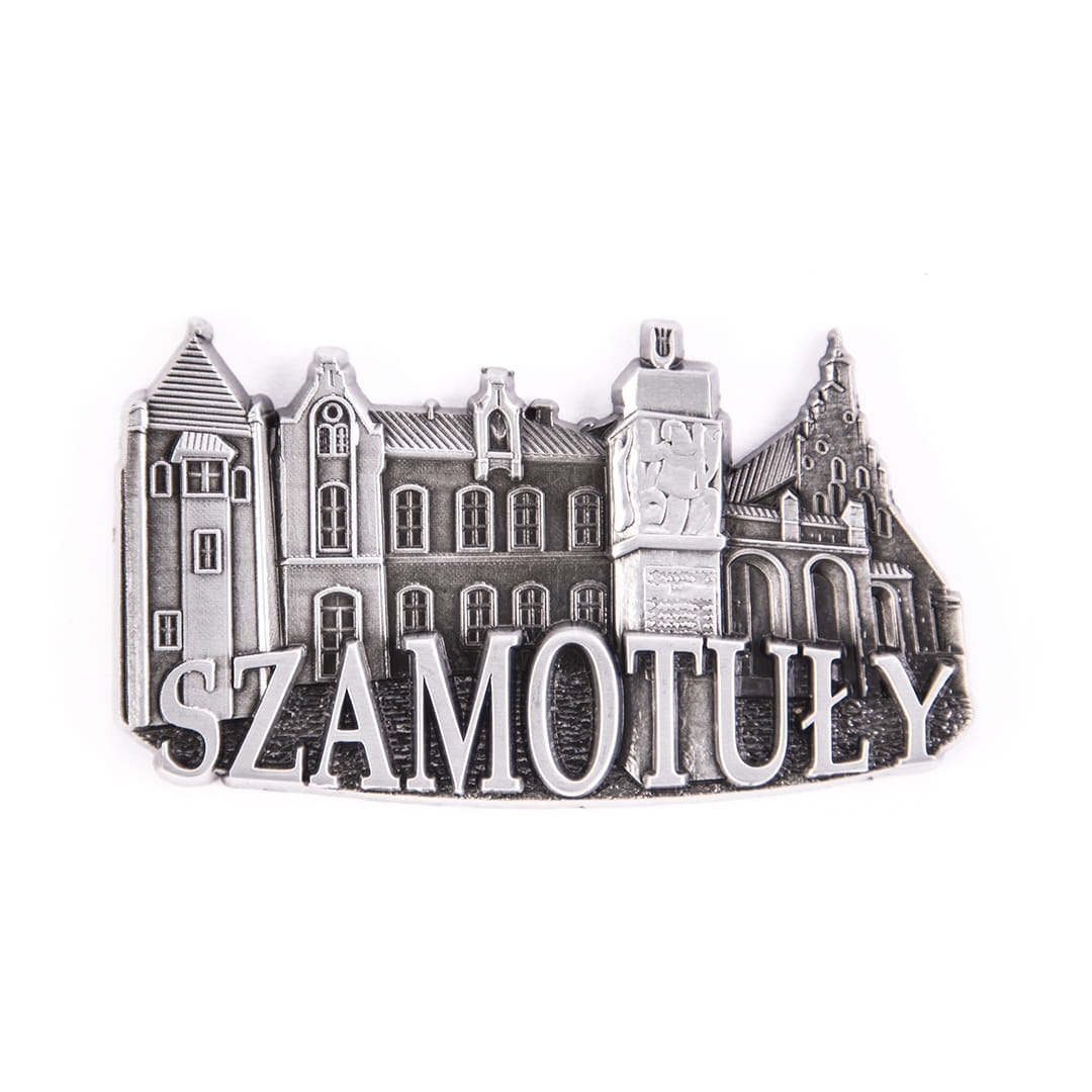 Magnes na lodówkę panorama Szamotuły metalowy widok z przodu