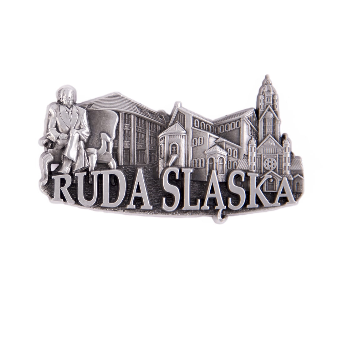 magnes na lodówkę Ruda Śląska panorama metalowy pamiątka