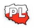 naszywka haftowana kontur Polski PL biało-czerwona