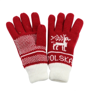 Rękawiczki zimowe czerwono-białe POLSKA