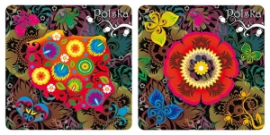 Podkładki korkowe Polska folk zestaw 2 szt. kwiaty