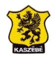 Naszywka Kaszëbë haftowana z gryf kaszubski żółto-czarna